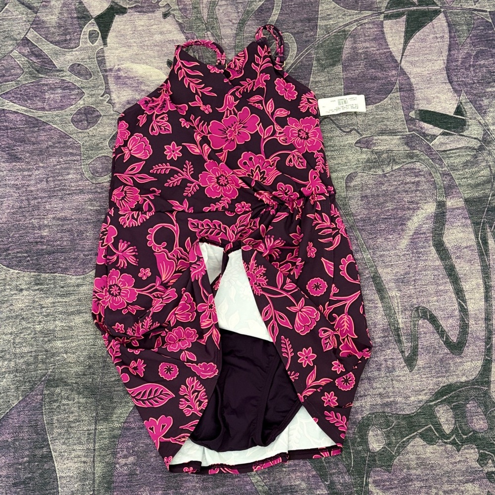 Lands' End Pink Floral One Piece Swimsuit